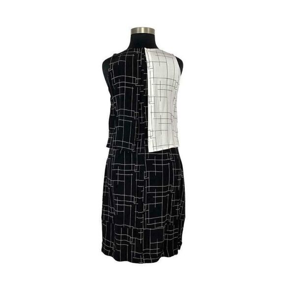 Maya Negri XL Black White Checked Micah Dress ~Boutique~ Art To Wear |Retro 80's - Picture 2 of 6